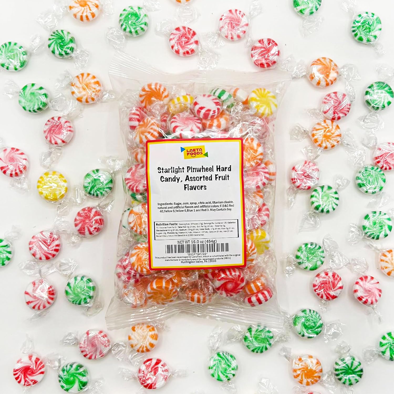 Fruit Starlights Hard Candy – Classic Assorted Pinwheel Candy, 1 lb Bulk Gift Bag for Birthday Party Favors and Holiday Hosting