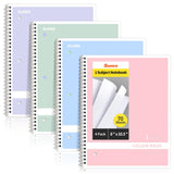 SUNEE Spiral Notebooks 4 Pack College Ruled, Coil Lock Spiral and 3-Hole Punch, for Desk Organization and Project Notes