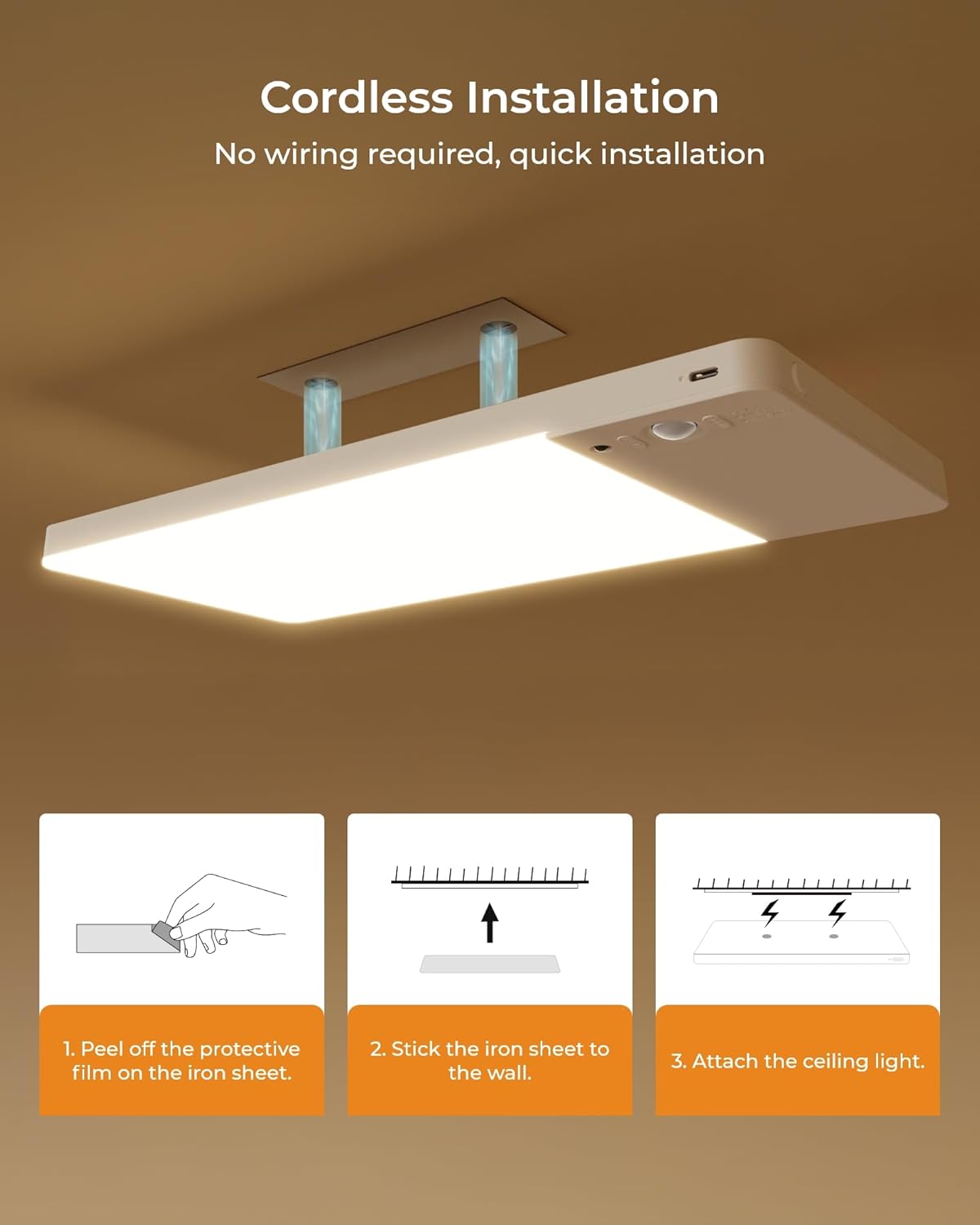 FULEN Battery Ceiling Light — Cool-Running LED Replacement for Candles in Bedrooms and Bathrooms