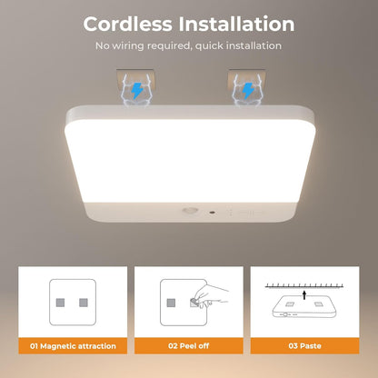 FULEN LED Ceiling Light with Motion Sensor – Cool to Touch Cordless Light for Bedrooms, Bathrooms, and Garages