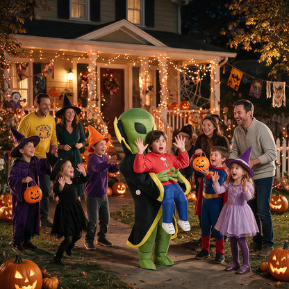 One Casa Blow Up Alien Costume for Children – Child-Friendly Inflatable Halloween Suit for Classroom Parties and Family Events