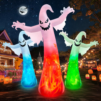 full-body red, green, and blue rotating flame led lights with continuous swirling pattern