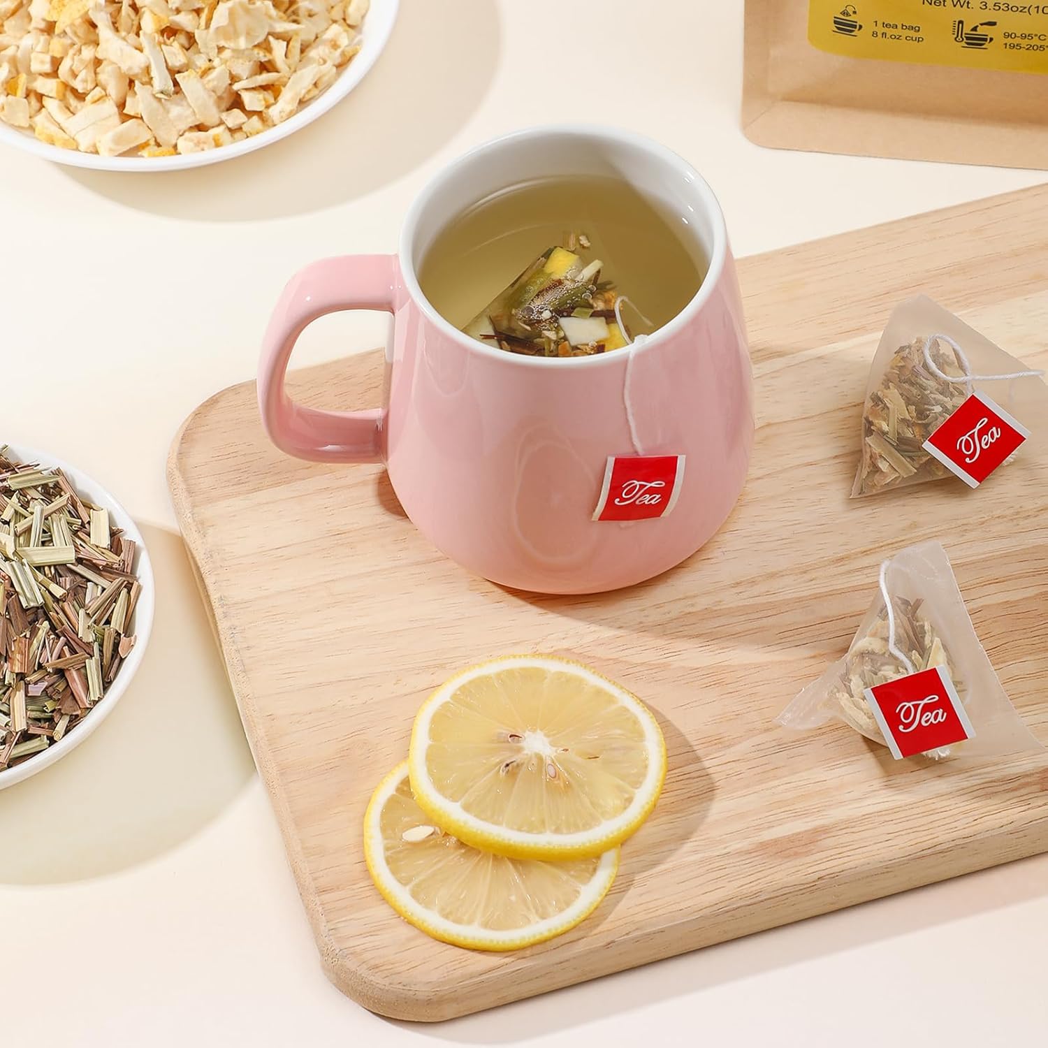 FullChea Lemon Ginger Herbal Sachets – Calming Anti-Inflammatory Cup for Nightly Mindfulness and Immunity