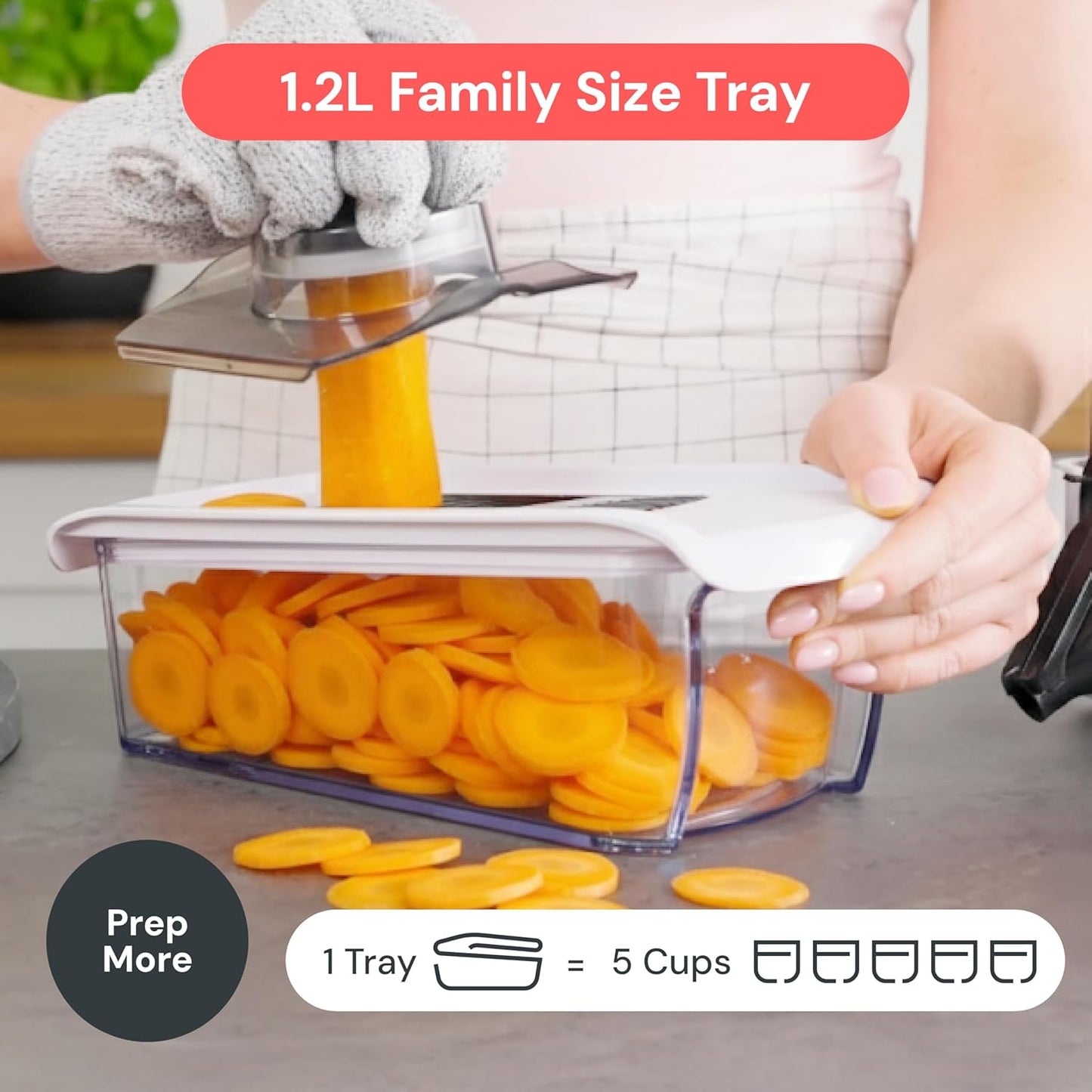 Fullstar Mandoline Slicer for Kitchen – Effortless Cheese Grating and Zoodle Making for Working Professionals, White with Safety Glove