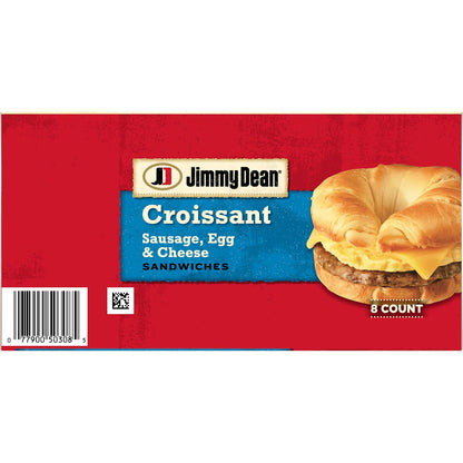 Jimmy Dean Sausage, Egg and Cheese Croissant Breakfast Sandwich – Warm, Satisfying Breakfast for Wellness-Focused Mornings, 8 Count