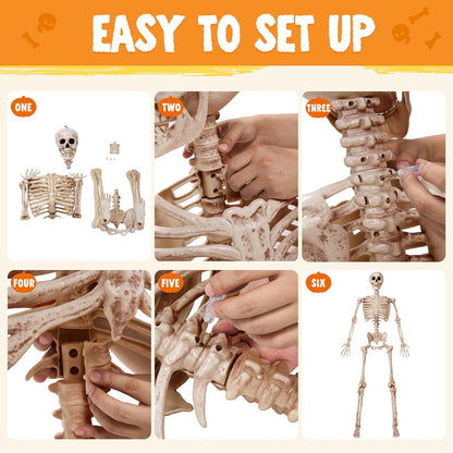 JOYIN Life Size Halloween Skeleton for Front Porch and Living Room Atmosphere, 67 Inch Posable Full Body Bones with Aging Texture for Elevated Home Decor