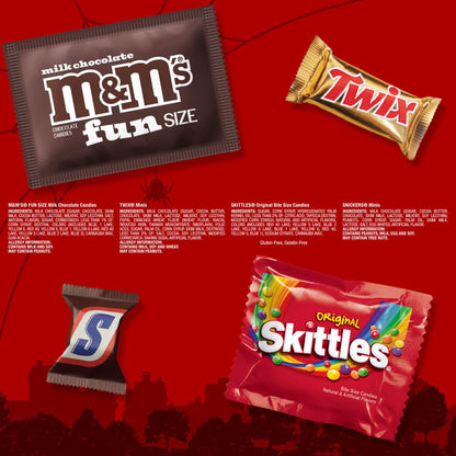Kids Halloween Candy Variety – 60 Count Trick-or-Treat Bag with M&M'S, SNICKERS, SKITTLES and TWIX for Children Ages 3+