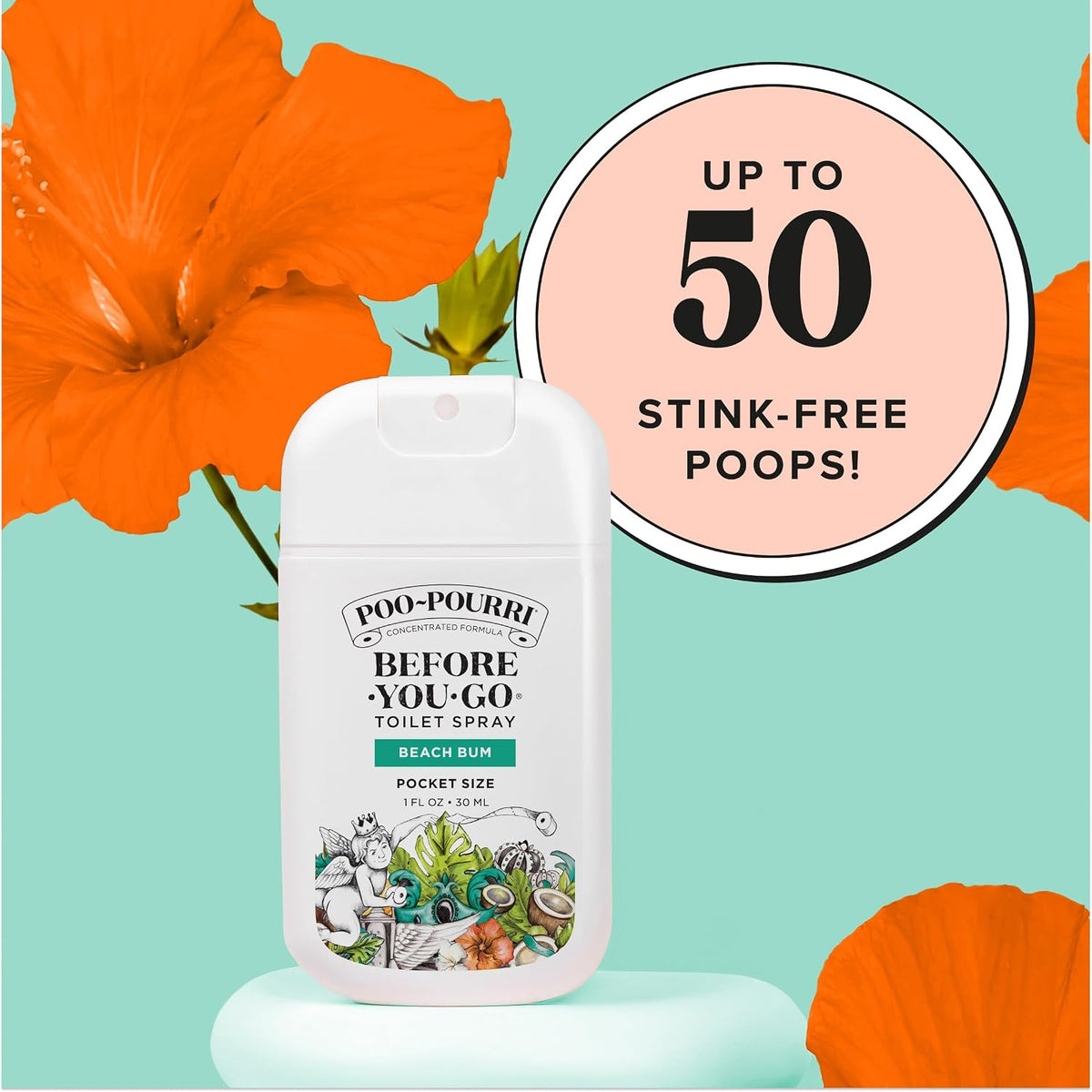 Poo-Pourri Before-You-Go Toilet Spray – Streamlined Bathroom Counter Essential, Neutral Bathroom Odor Control