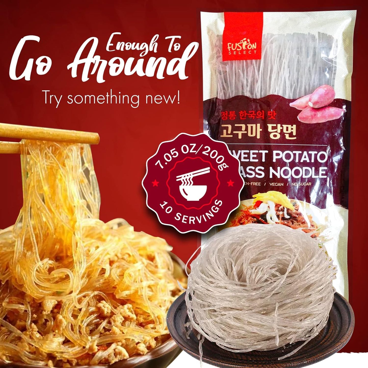 Fusion Select Sweet Potato Glass Noodles – Fast-Cook Noodle for Efficient Meal Prep Stations, No Sodium
