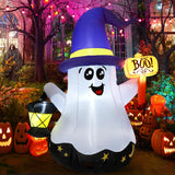GOOSH Blow-Up Ghost Wizard Halloween Decor – Patio & Backyard Party Centerpiece, Built-In Bright LEDs
