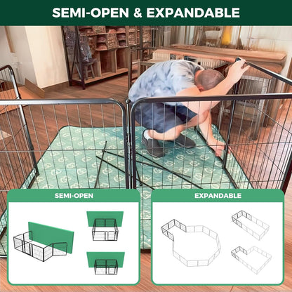 FXW Homeplus Unleashed Indoor Dog Playpen - Walk-In Gate Latch Closure 24 Inch 4 Panels Pet Safe Play Area, Black