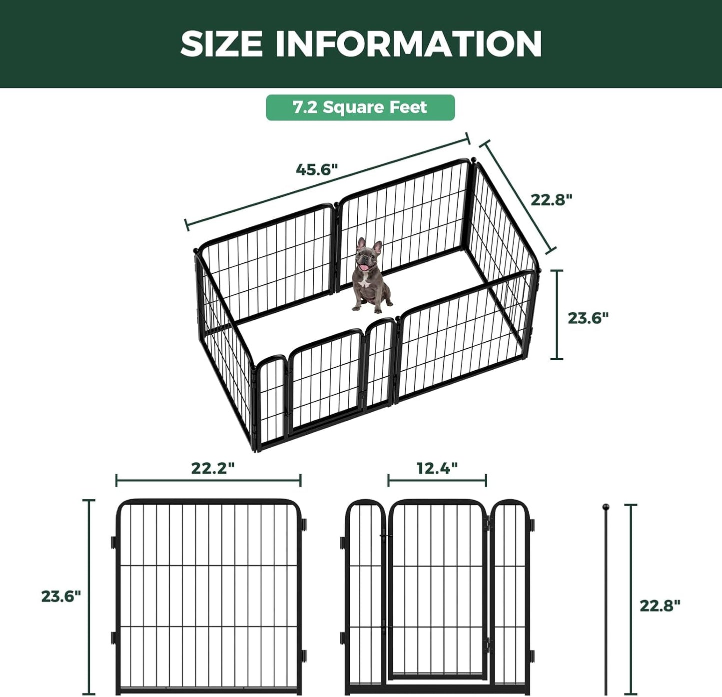 FXW Homeplus Unleashed Indoor Dog Playpen - Walk-In Gate Latch Closure 24 Inch 4 Panels Pet Safe Play Area, Black