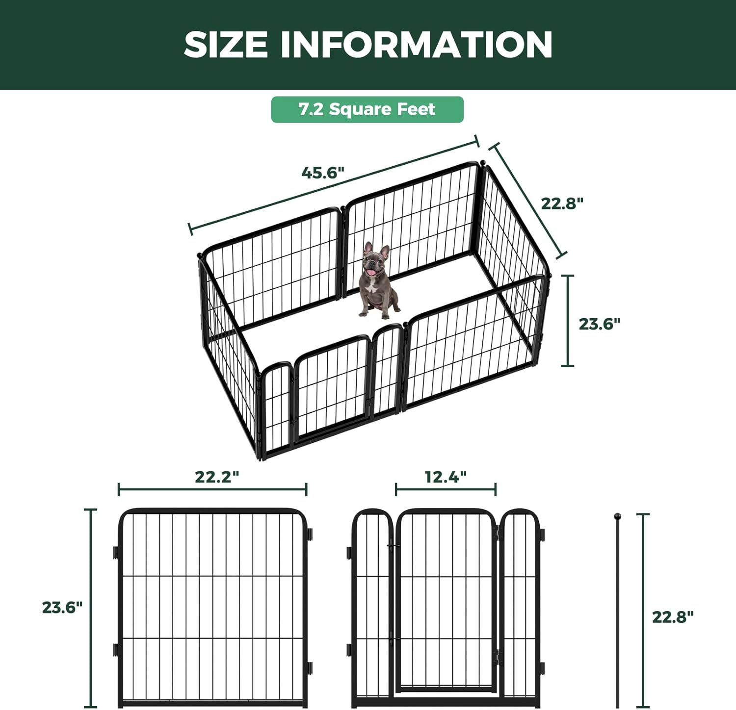 FXW Homeplus Unleashed Indoor Dog Playpen - Walk-In Gate Latch Closure 24 Inch 4 Panels Pet Safe Play Area, Black