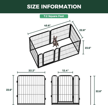 FXW Homeplus Unleashed Indoor Dog Playpen - Walk-In Gate Latch Closure 24 Inch 4 Panels Pet Safe Play Area, Black