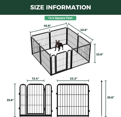 FXW Rollick Unleashed Dog Playpen – Campground Dog Containment Pen with Ground Stakes and Storage Bag, 32 inch 8 Panels for Active Small Dogs
