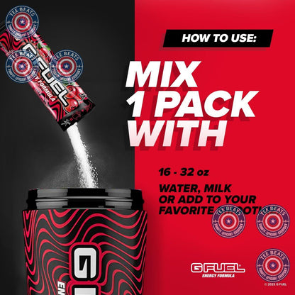 G Fuel PewDiePie Energy Powder Packets – Pre-Workout Focus Supplement for Home Office and Remote Work Fuel