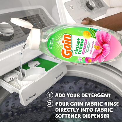 Gain Hibiscus Hula Fabric Rinse & Renew – Clean Design Laundry Add-On for Intentional Capsule Wardrobes, 48 FL OZ