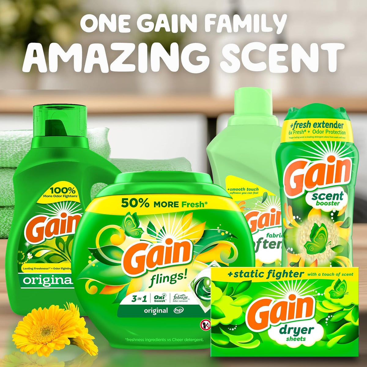 Gain In-Wash Fragrance Beads Original Gain – Gift-Ready Multi-Pack for the Household Manager Who Stocks the Pantry