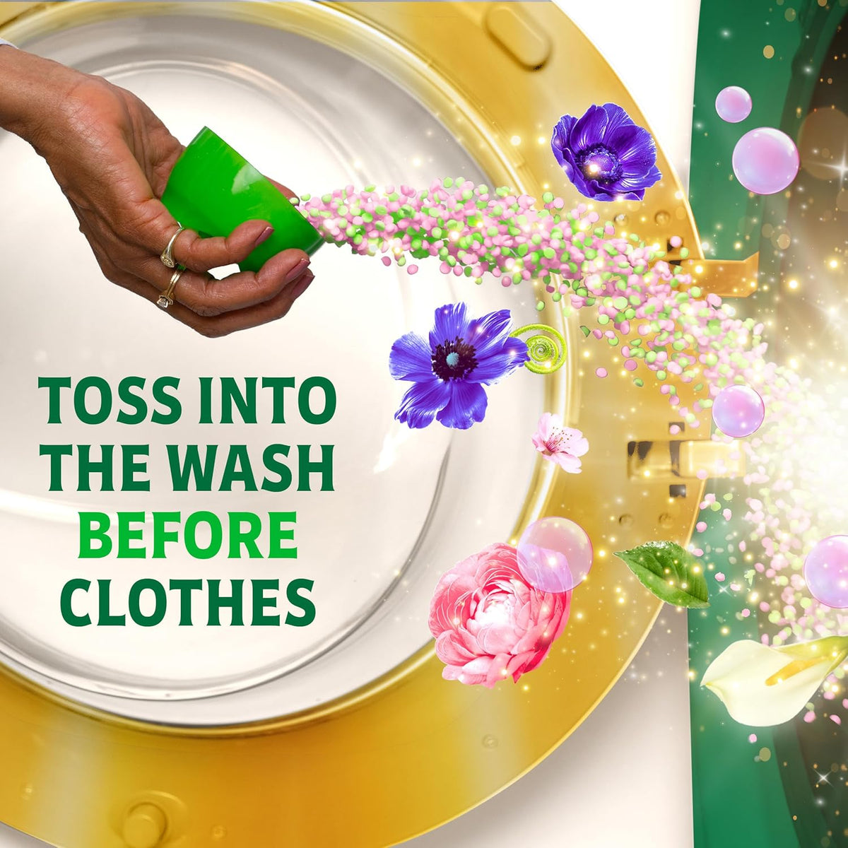 Gain In-Wash Scent Booster Beads Wicked: For Good Limited Edition 6X Longer Lasting Fragrance for Bedroom Linens and Self-Care Ritual, Wonderfullest Woods & Beautifical Blossom 12.2 oz