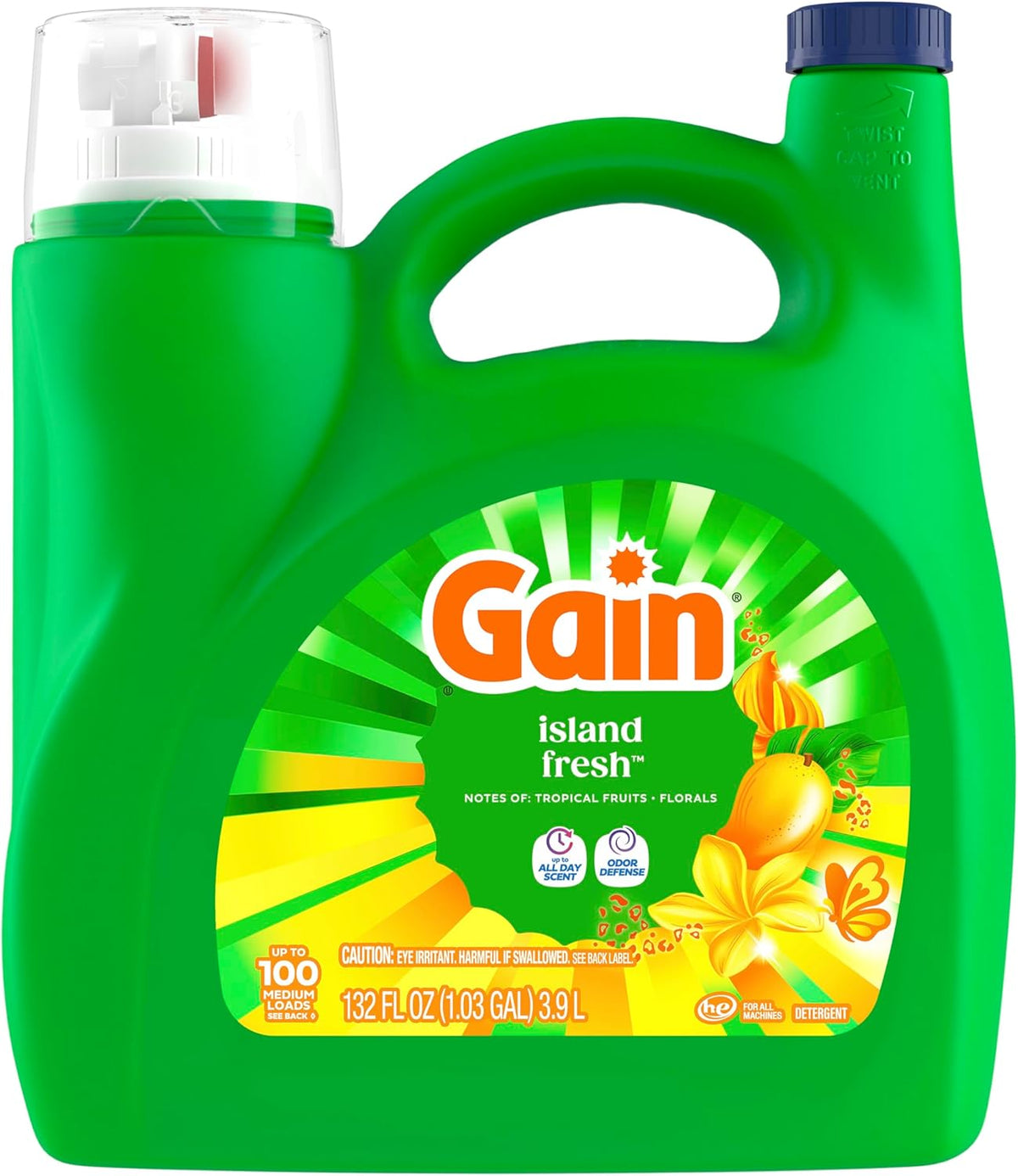 Gain Liquid Laundry Detergent Island Fresh 154 fl oz – Clean Linens for Bath Time Refresh and Wellbeing at Home