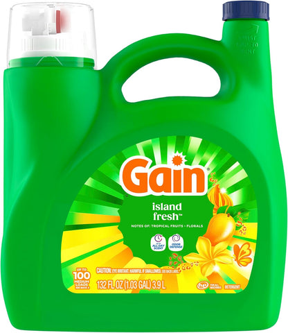 Gain Liquid Laundry Detergent Island Fresh 154 fl oz – Clean Linens for Bath Time Refresh and Wellbeing at Home
