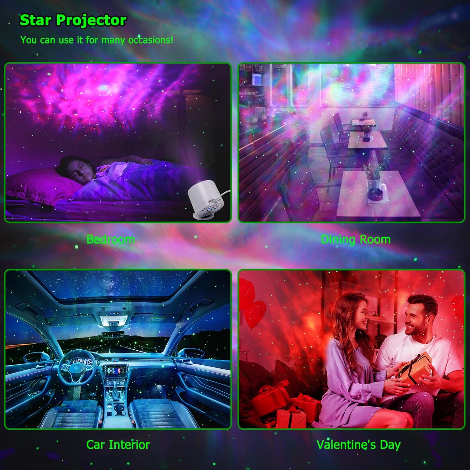 Galaxy Projector with Sound Activation and Brightness Control – Engaging Bedroom Light for Children, Tweens, and Teens, Aurora Borealis Star Projector