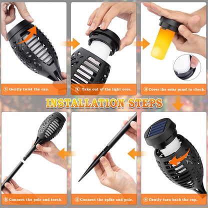 Garden Pathway Solar Lights – Flickering Flame Effect for Driveways and Walkways