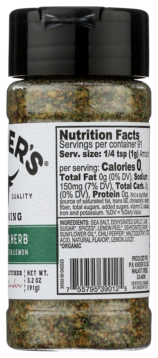 garlic, herb, sea salt, and lemon peel flavor profile