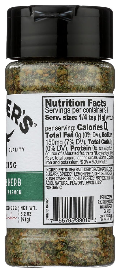 garlic, herb, sea salt, and lemon peel flavor profile