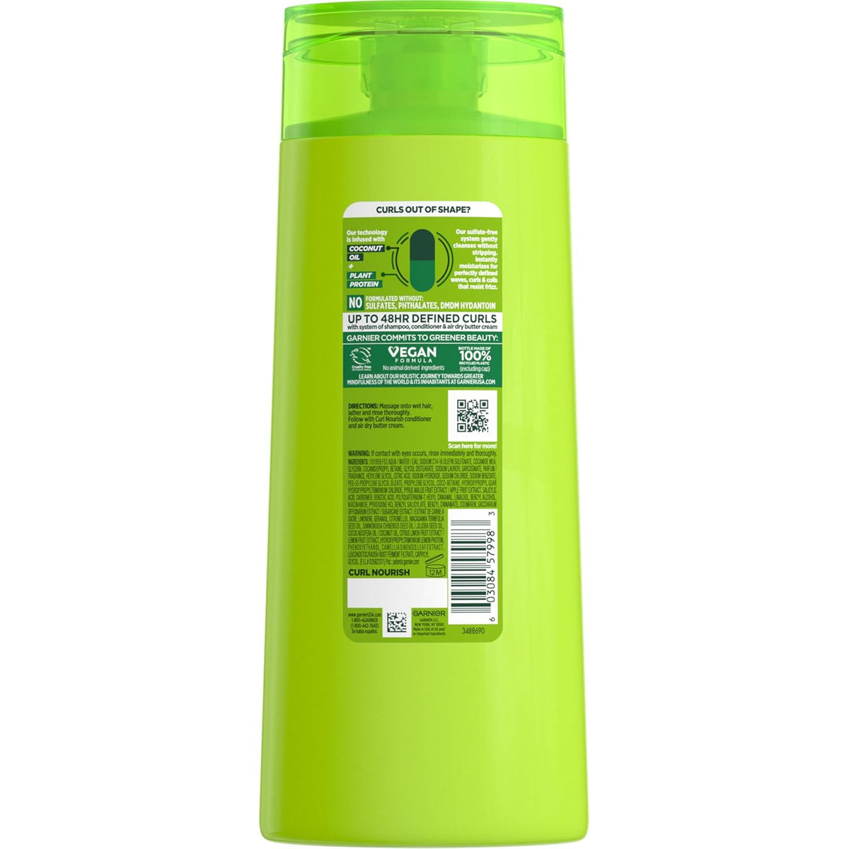 Garnier Fructis Curl Nourish Shampoo – Mindful Bath Ritual Curly Hair Cleanser, Hydrating Sulfate-Free Daily Wash