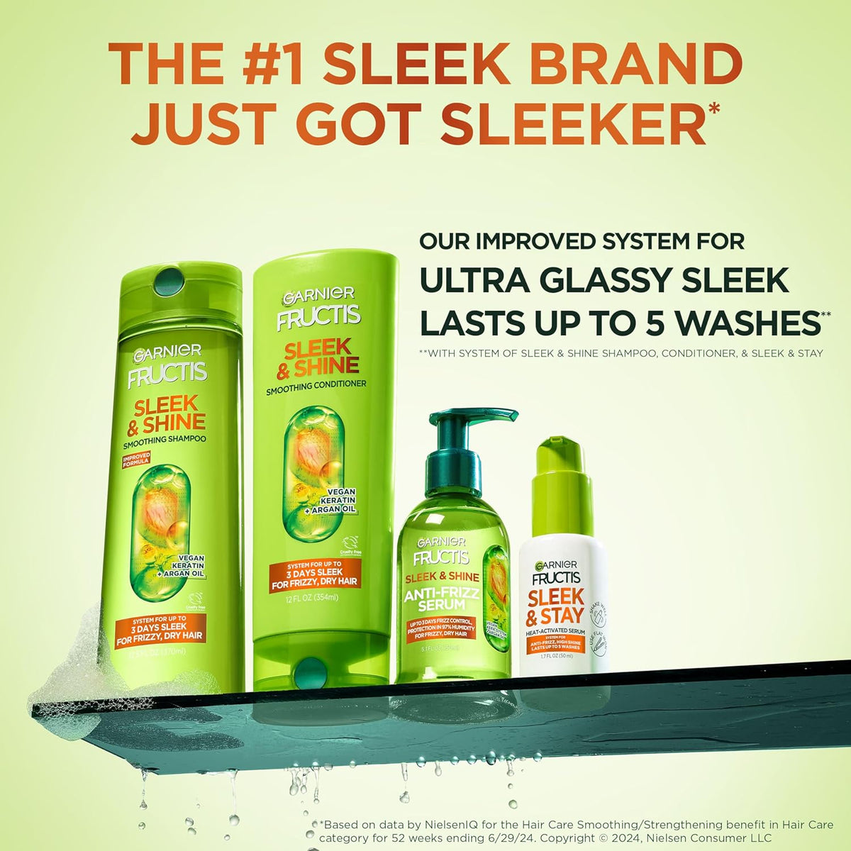 Garnier Fructis Sleek and Shine Sleek and Stay Hair Serum – Streamlined One-Step Smoothing Serum for Clutter-Free Bathrooms