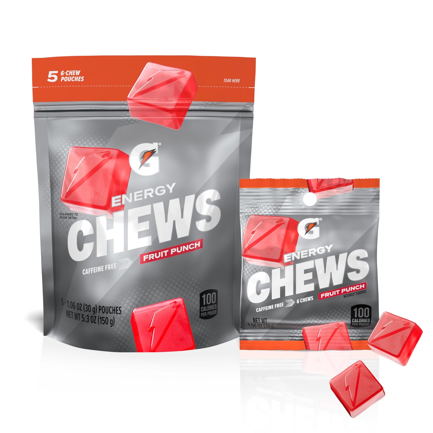Gatorade Energy Chews Cool Blue – Youth Team Snack Pack, Six-Chew Portion Pouches for Baseball Soccer and Volleyball Squads