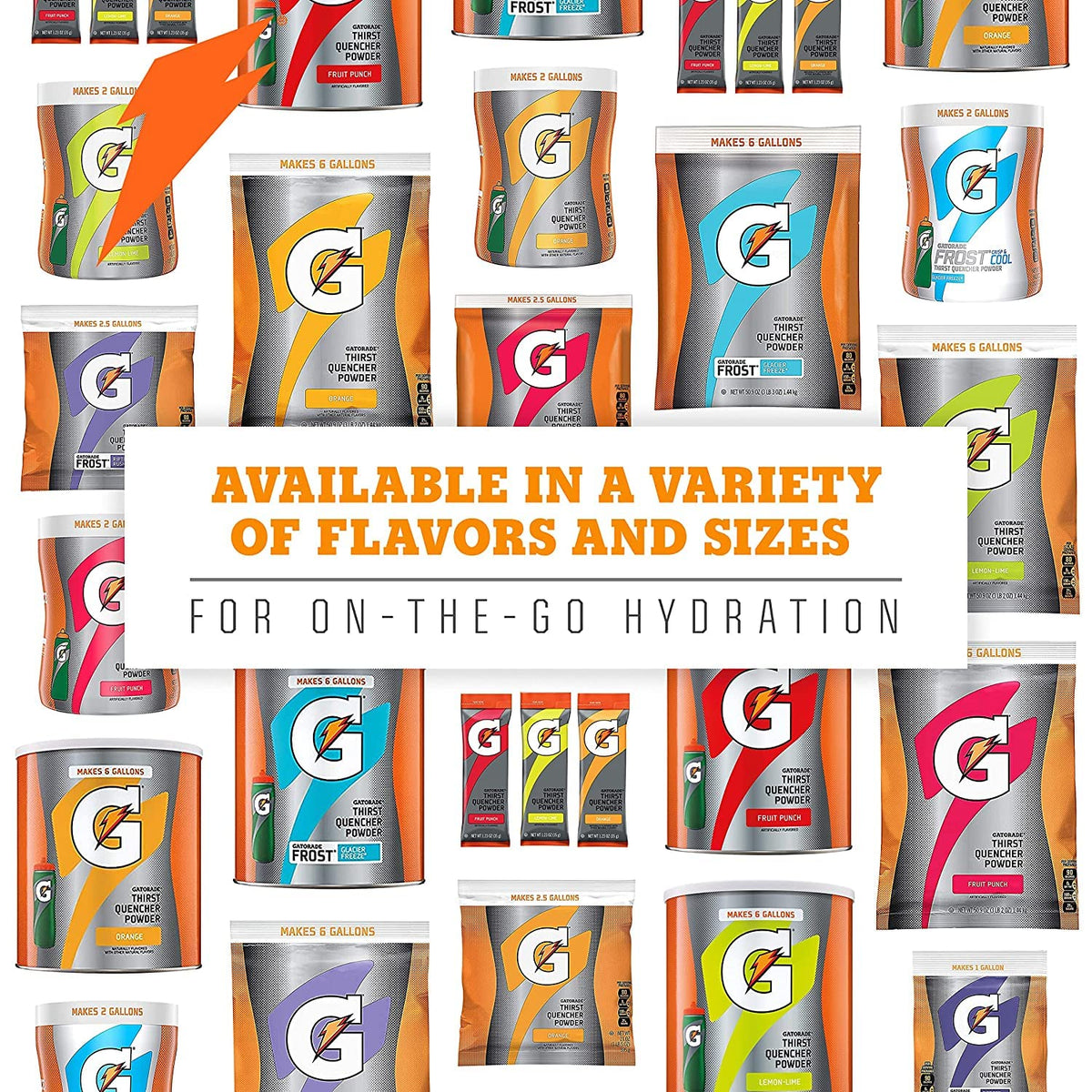 Gatorade Thirst Quencher Variety Pack (Fruit Punch, Orange, Glacier Freeze) – Kid-Friendly Electrolyte Drink Mix