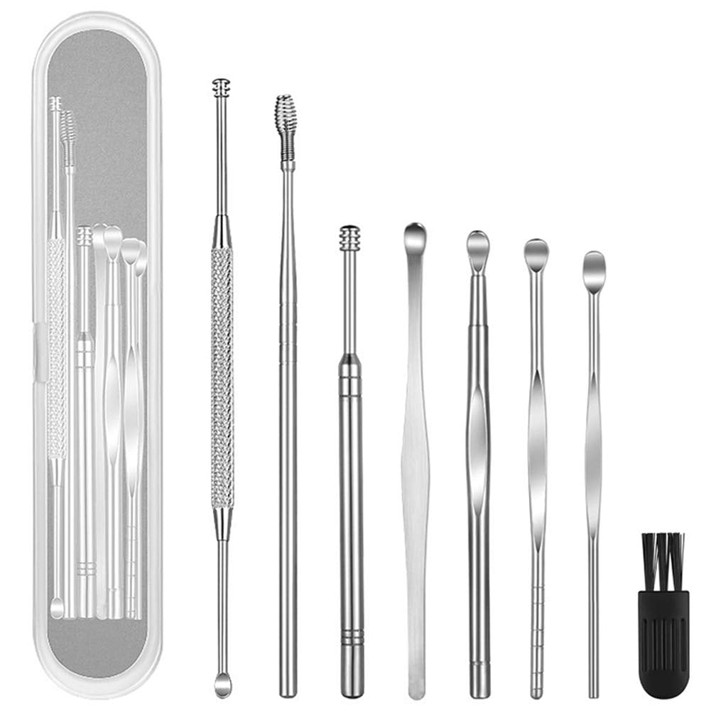 Geengle Ear Pick Set – Minimalist Personal Care Tool, 8 Stainless Steel Picks in a Clean Storage Box