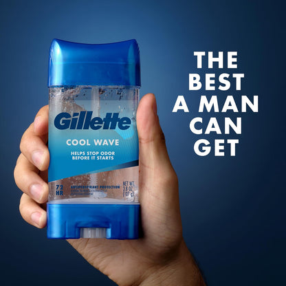 Gillette 72hr Clinical Strength Antiperspirant for Men, Cool Wave Clear Gel, Back-to-Back Meeting Confidence for Busy Office Professionals (Pack of 4)