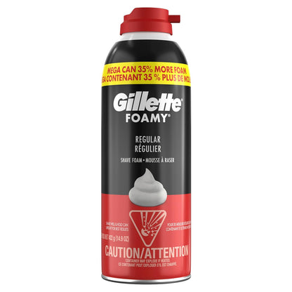 Gillette Foamy Classic Shave Foam, Moisture-Lock Shaving Cream for Comfortable Daily Grooming Ritual, 14.9 Oz
