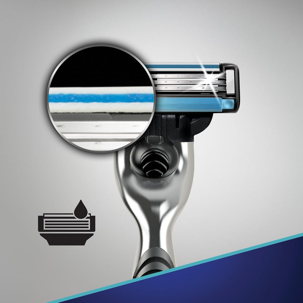 Gillette Mach3 Men's Razor, Streamlined Design for Intentional Grooming Stations