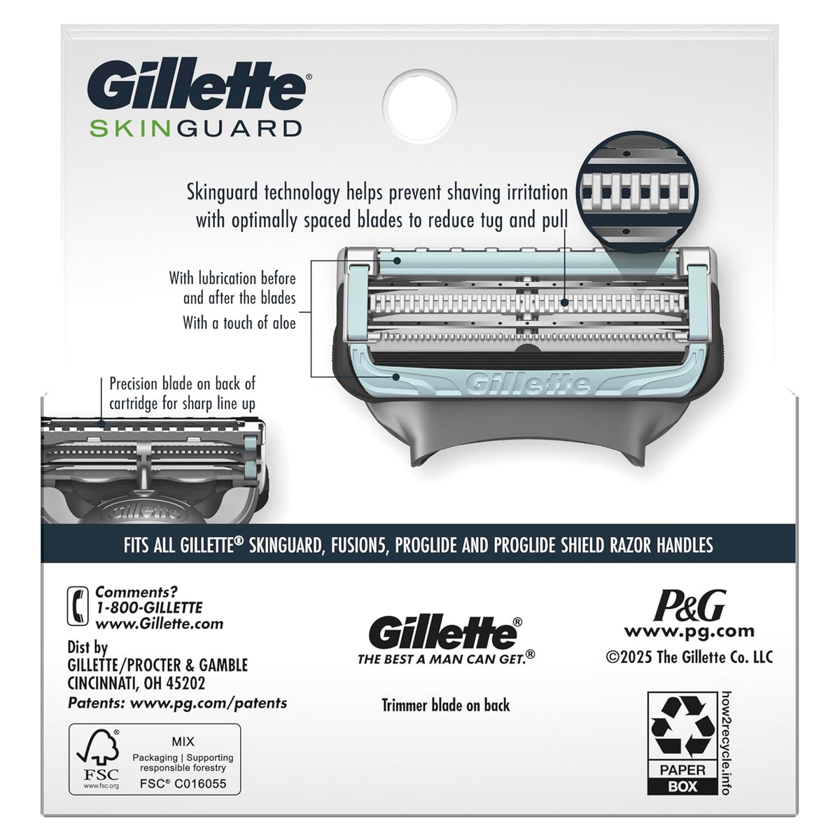 Gillette SkinGuard Sensitive Razor Blades – Bump-Free Shave for Mindful Grooming, 4 Count Refill