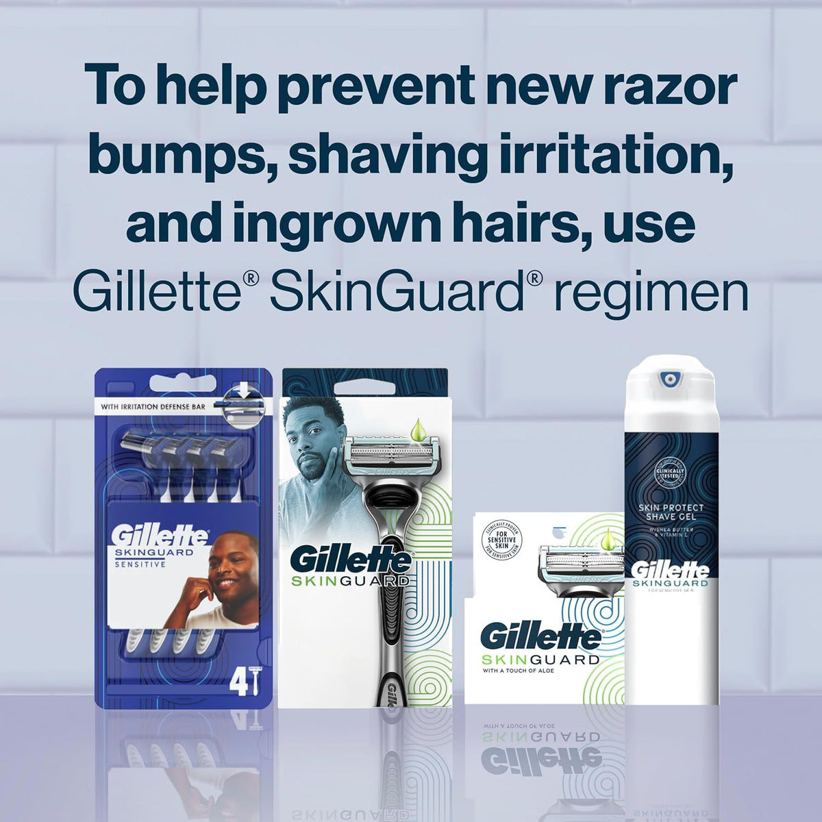 Gillette SkinGuard Sensitive Razor Blades – Bump-Free Shave for Mindful Grooming, 4 Count Refill