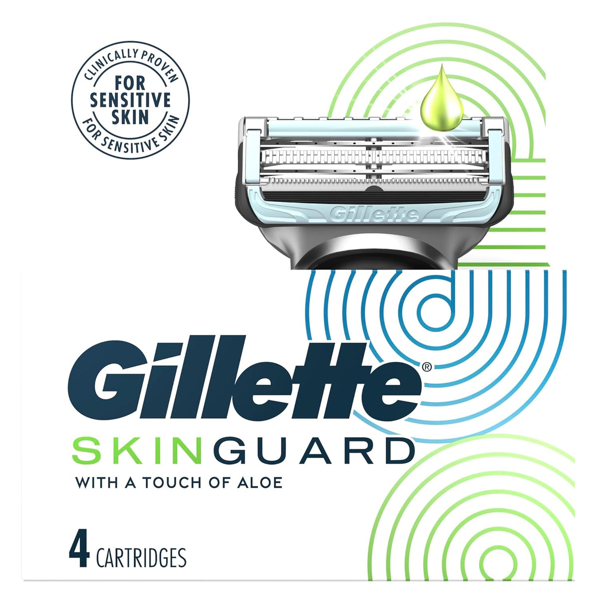 Gillette SkinGuard Sensitive Razor Blades – Bump-Free Shave for Mindful Grooming, 4 Count Refill