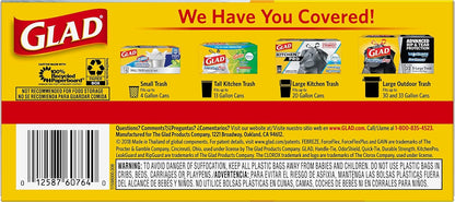 Glad 13 Gallon Handle-Tie Garbage Bags, 50 Count for Daily Office Break Room Tasks