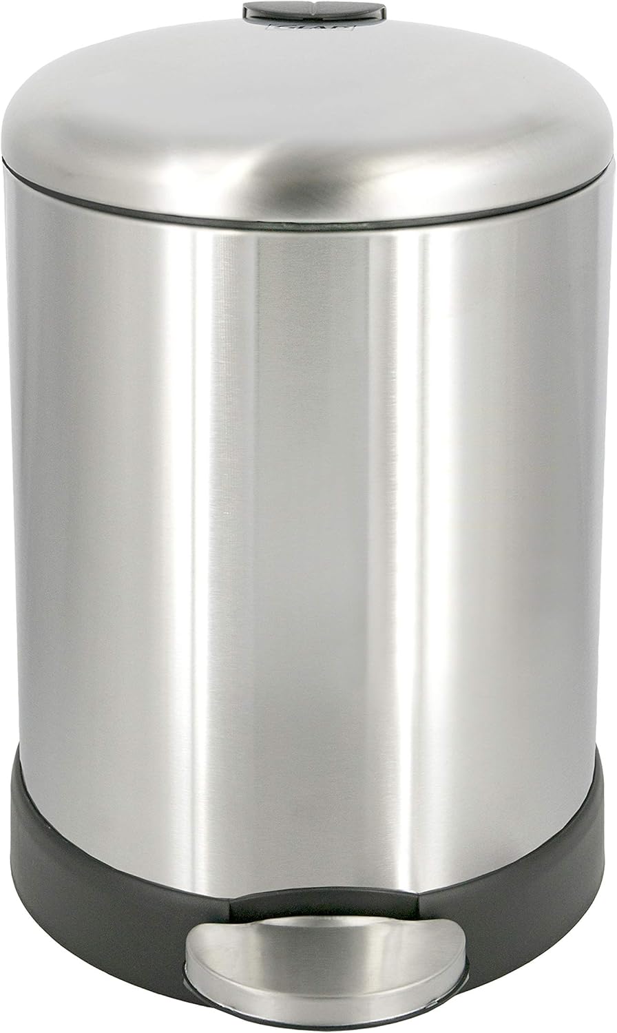Glad 4.7L Metal Step Pedal Bin – Smudge-Resistant Stainless Wastebasket That Complements Modern Home Decor