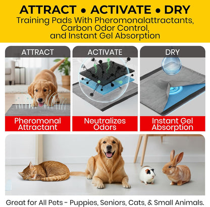 Glad for Pets Black Charcoal Puppy Pads - Balcony Corner Potty Area for Apartment Dwellers, 23 x 23 in, 30 Count