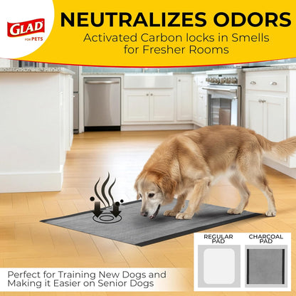 Glad for Pets Black Charcoal Puppy Pads - Balcony Corner Potty Area for Apartment Dwellers, 23 x 23 in, 30 Count