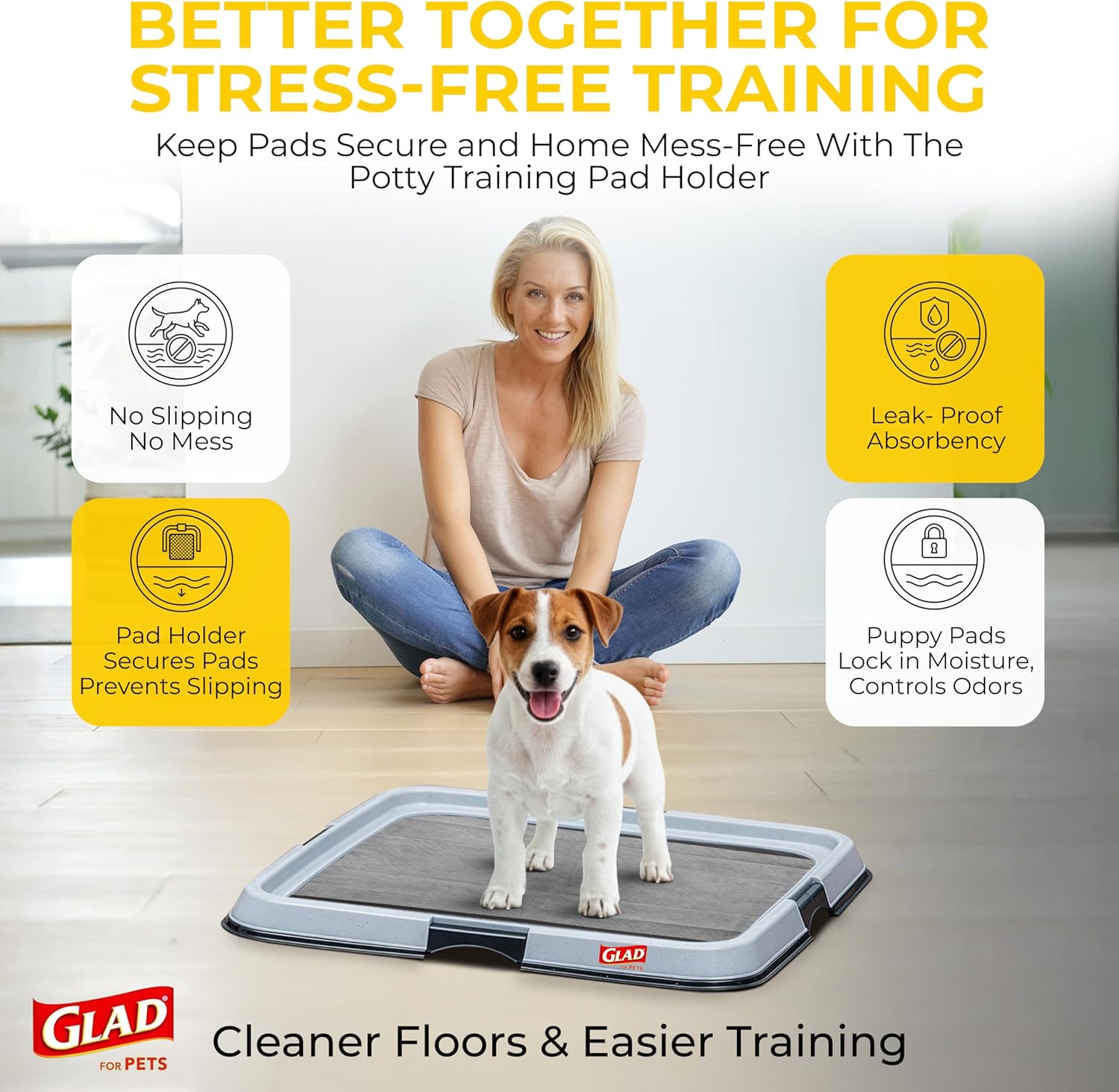 Glad for Pets Black Charcoal Puppy Pads - Balcony Corner Potty Area for Apartment Dwellers, 23 x 23 in, 30 Count