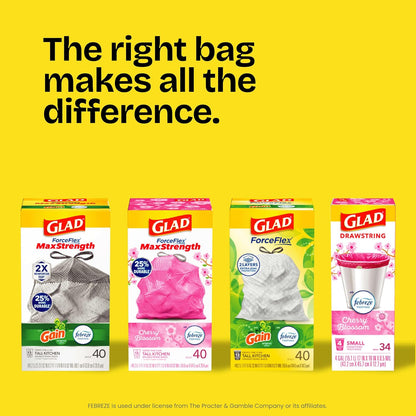 Glad ForceFlex 13 Gallon Kitchen Trash Bags – Large Household Stock-Up, Multi-Pack Bulk Value