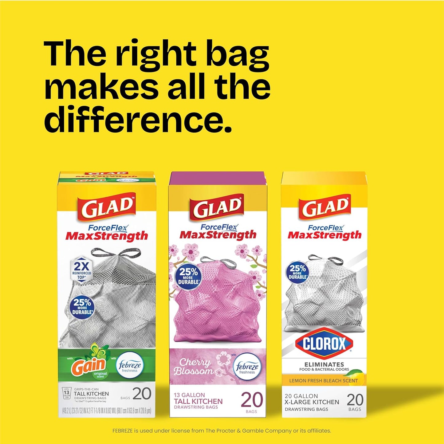 Glad ForceFlex MaxStrength LeakGuard 13 Gal Trash Bags – LeakGuard Layer That Keeps Your Cooking Zone Focused and Clean