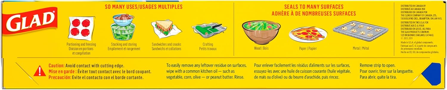 Glad Press'N Seal Cling Wrap – Clean Eating Storage Solution for Wellness Kitchens, Leak-Proof Film for Soups and Smoothie Bowls