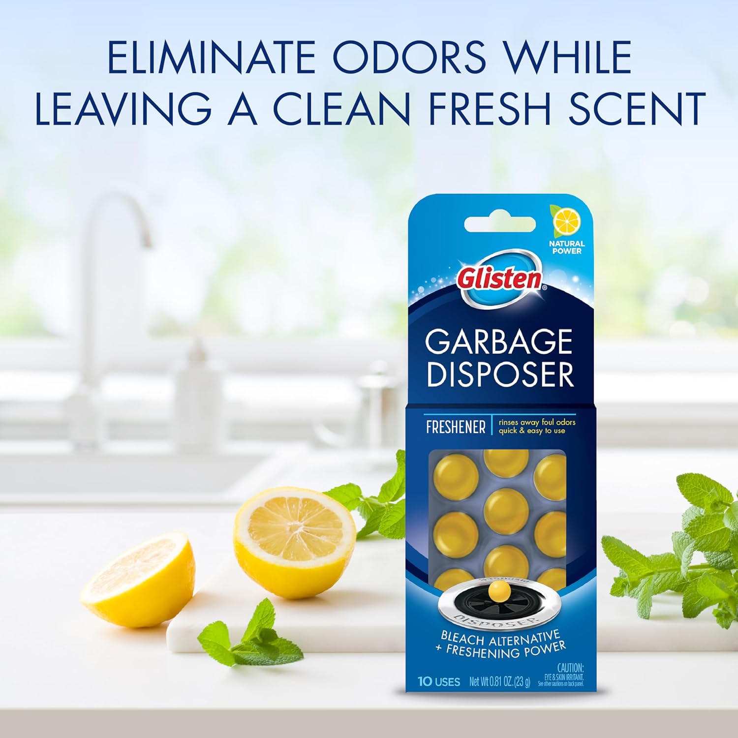 Glisten Garbage Disposer Freshener – Streamlined Kitchen Maintenance, Neutral Lemon Drain Capsules
