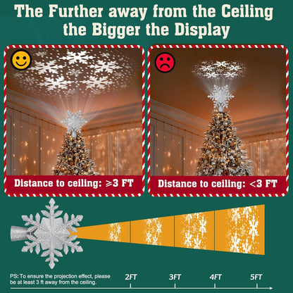 glitter-coated snowflake and star design available in silver, gold, and colorful finishes